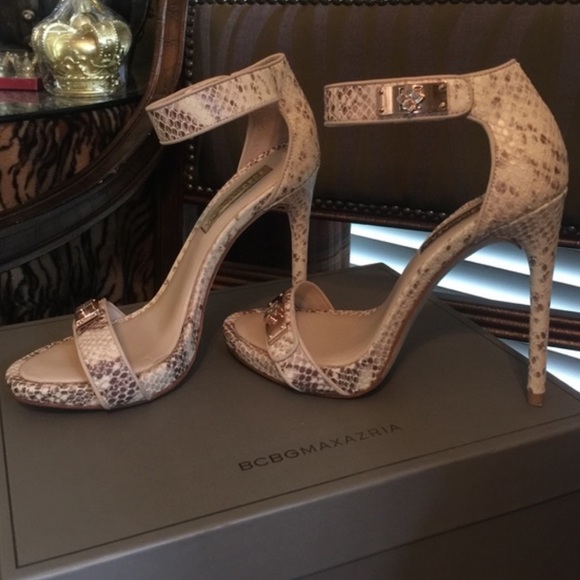 BCBGMAXAZRIA PYTHON PRINT HEELS - Picture 1 of 11